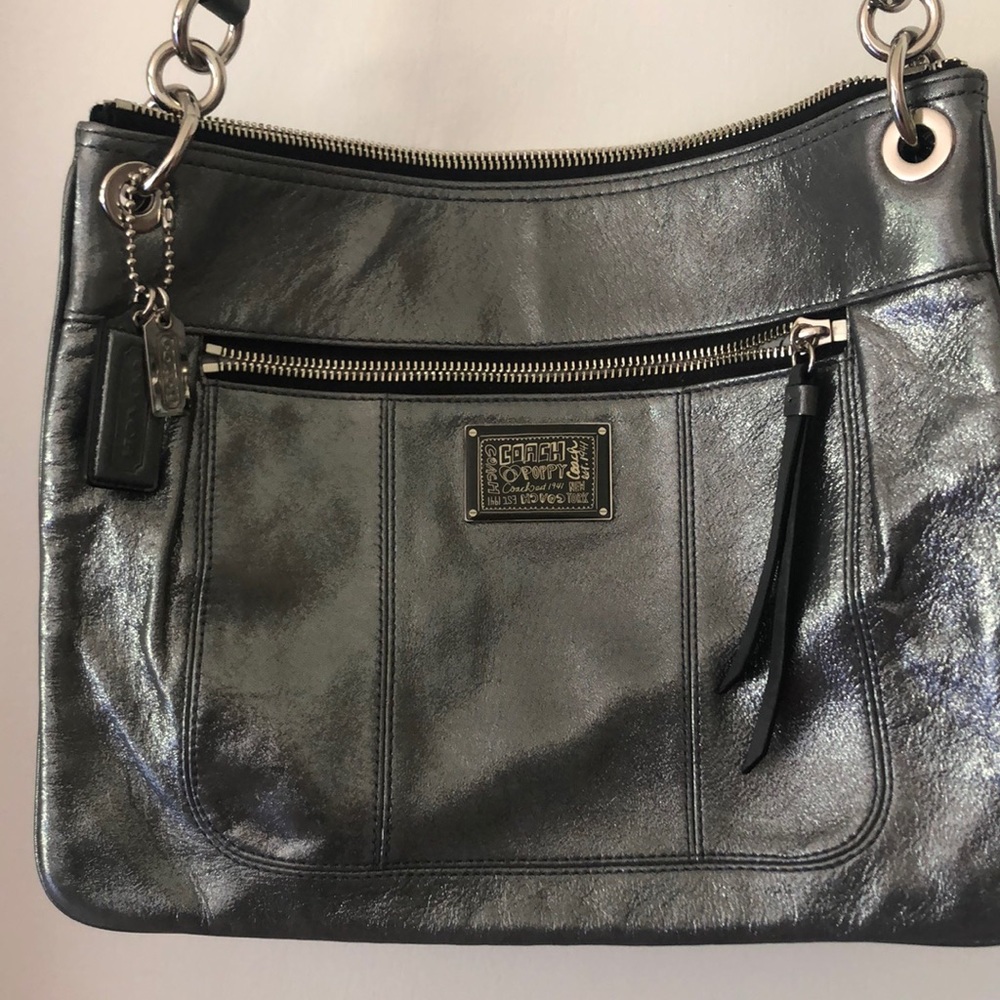 Beautiful Coach Poppy Silver  purse!
